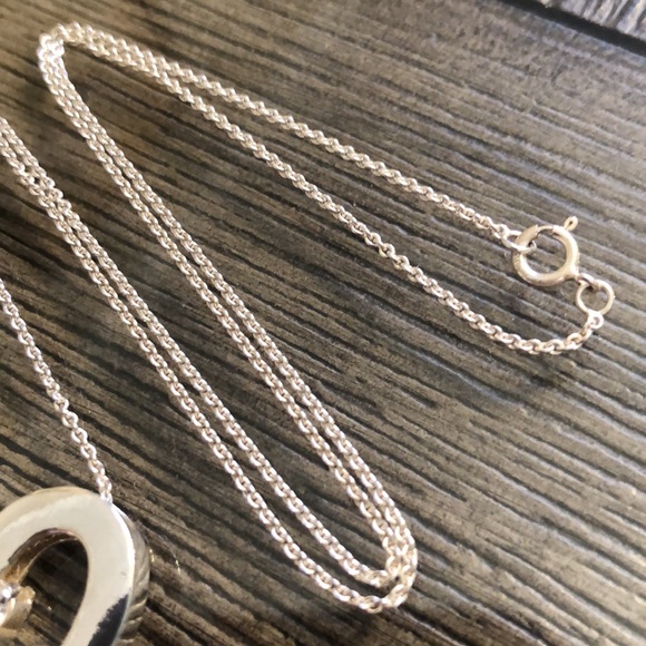 Sterling Silver Heart & CZ necklace 18 1/4” - Picture 3 of 15